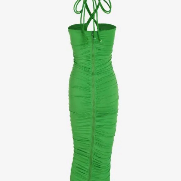 Green Lace Up Criss Cross Halter Cut Out Dress US: 10 - Picture 3 of 3